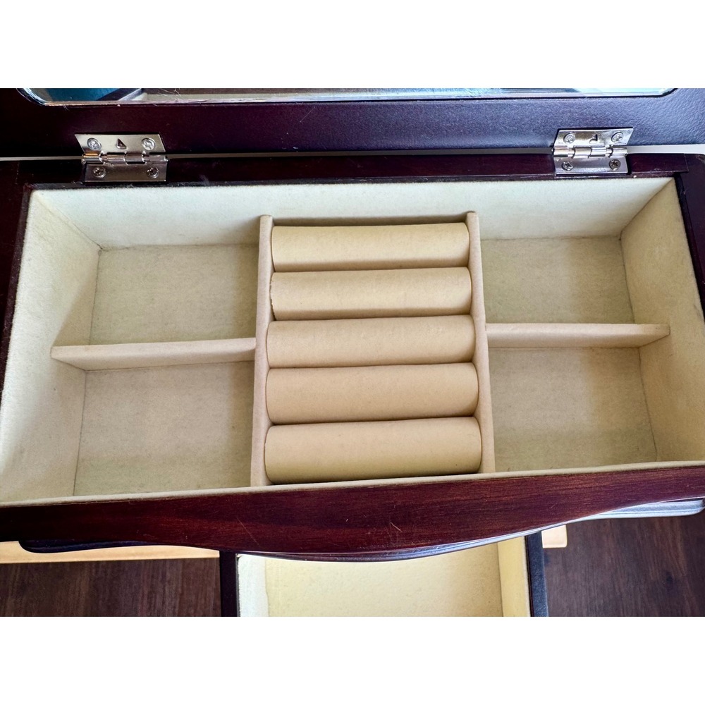 Vintage Wood Jewelry Box Romantic Whimsigoth Armoire Tabletop Organizer - Picture 9 of 14